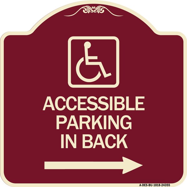 Signmission Accessible Parking on Right Arrow W/ Graphic Heavy-Gauge Aluminum Sign, 18" x 18", BU-1818-24355 A-DES-BU-1818-24355 - main